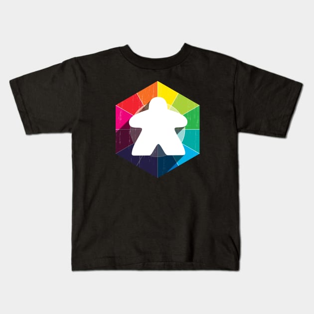 Hexagon Meeple Full Spectrum Kids T-Shirt by east coast meeple